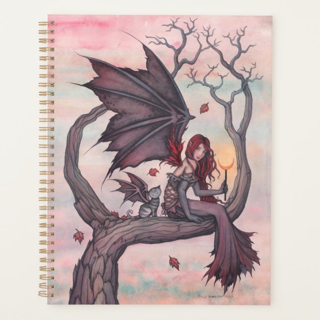 Victoria's Tree Gothic Fairy mit Cat Fantasy Art Planer (Vorderseite)