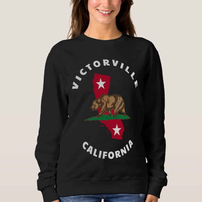 Victorville California CA Flag and Bear Badge Souv Sweatshirt (Vorderseite)