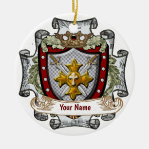 Victory Shield Nachname Keramik Ornament