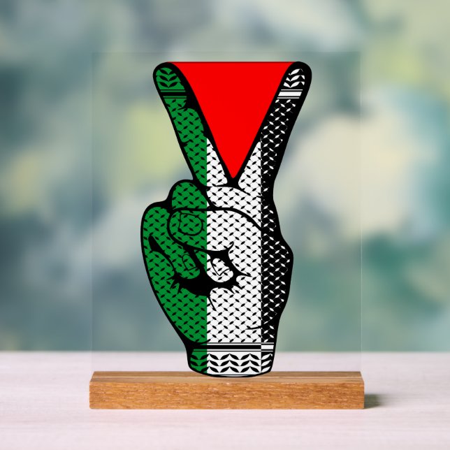 Victory Sign Hand Resistance Red Triangle Symbol Acrylschild (Neutral)