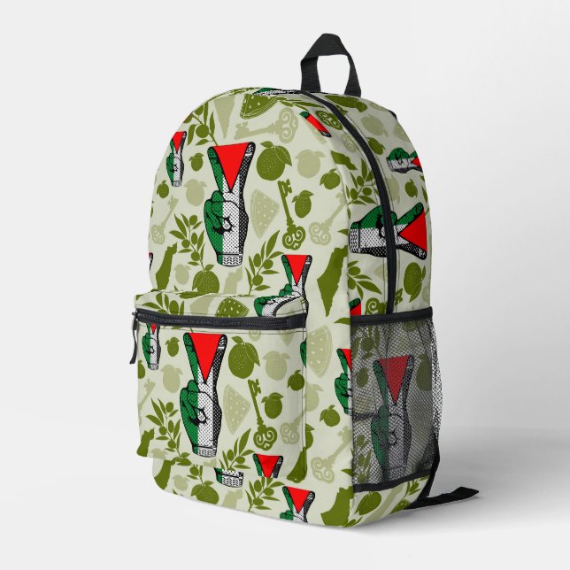 Victory Sign Hand Resistance Red Triangle Symbol Bedruckter Rucksack (Rückseitige Ecke Rechts)