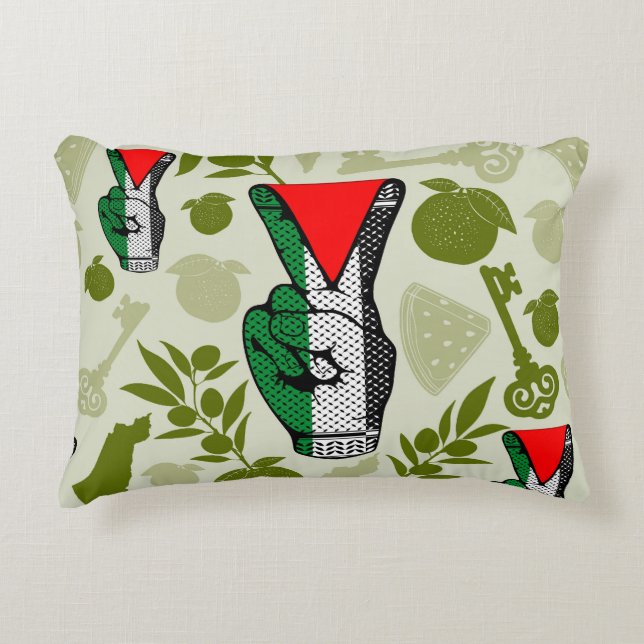 Victory Sign Hand Resistance Red Triangle Symbol Dekokissen (Vorderseite)