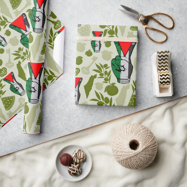 Victory Sign Hand Resistance Red Triangle Symbol Geschenkpapier (Kunsthandwerk)