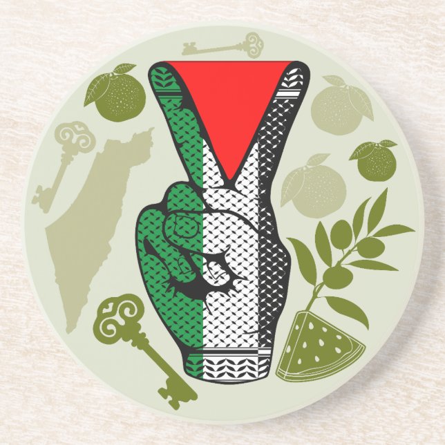 Victory Sign Hand Resistance Red Triangle Symbol Getränkeuntersetzer (Vorne)