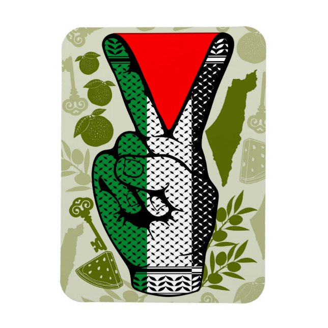Victory Sign Hand Resistance Red Triangle Symbol Magnet (Vertikal)