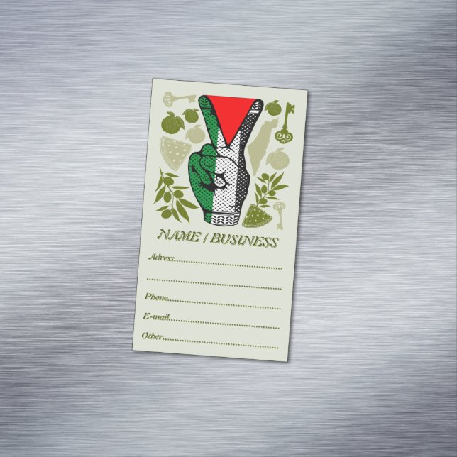 Victory Sign Hand Resistance Red Triangle Symbol Magnetische Visitenkarte (Beispiel)