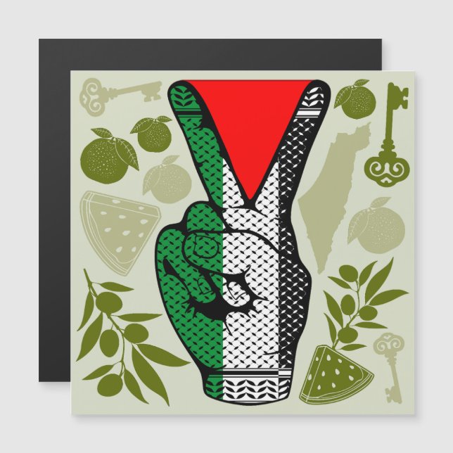 Victory Sign Hand Resistance Red Triangle Symbol Magnetkarte (Vorne/Hinten)