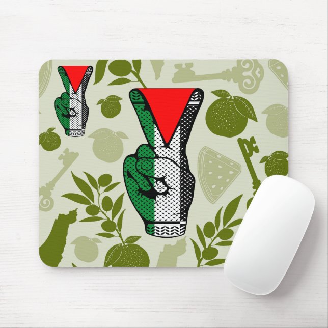 Victory Sign Hand Resistance Red Triangle Symbol Mousepad (Mit Mouse)