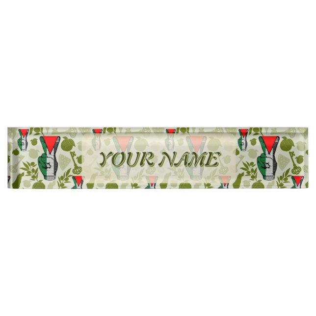 Victory Sign Hand Resistance Red Triangle Symbol Namensplakette (Vorderseite)