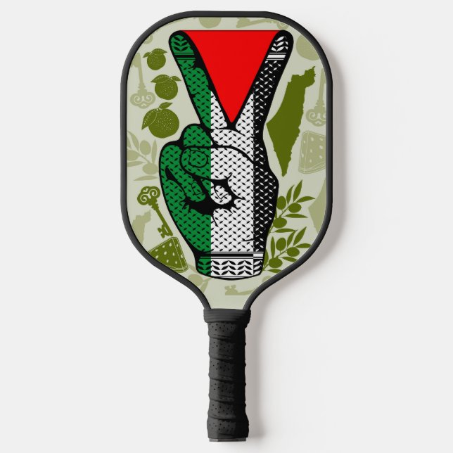 Victory Sign Hand Resistance Red Triangle Symbol Pickleball Schläger (Vorderseite)