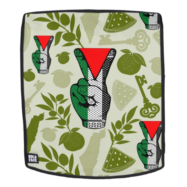 Victory Sign Hand Resistance Red Triangle Symbol Rucksack (Abnehmbare Front)