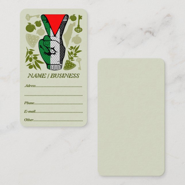 Victory Sign Hand Resistance Red Triangle Symbol Visitenkarte (Vorne/Hinten)