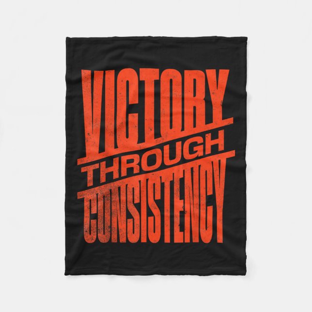 Victory Through Consistency Motivational Insration Fleecedecke (Vorderseite)