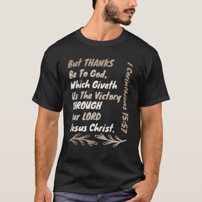 Victory Through Jesus Christ  Kjv Bible Verse Chri T-Shirt (Vorderseite)