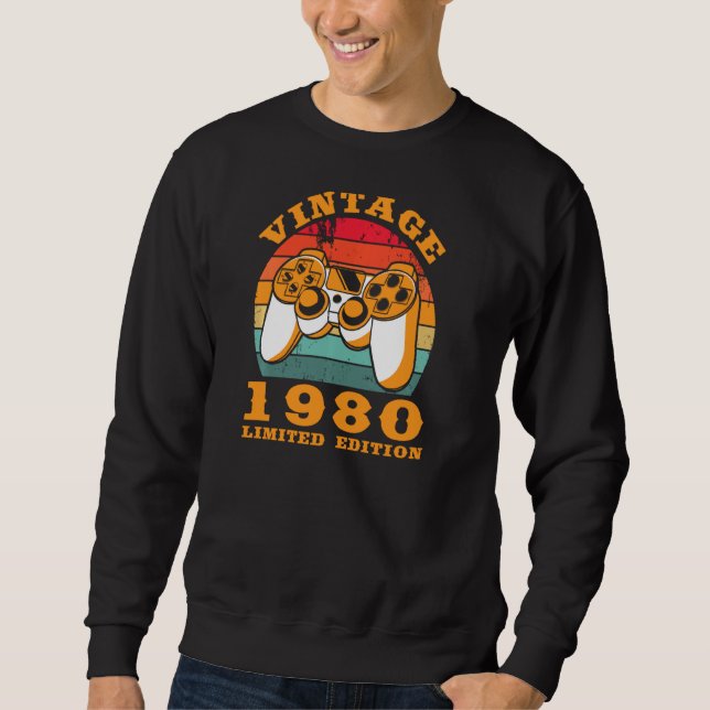 Video Console Gaming Controller Gamer Geboren 1980 Sweatshirt (Vorderseite)