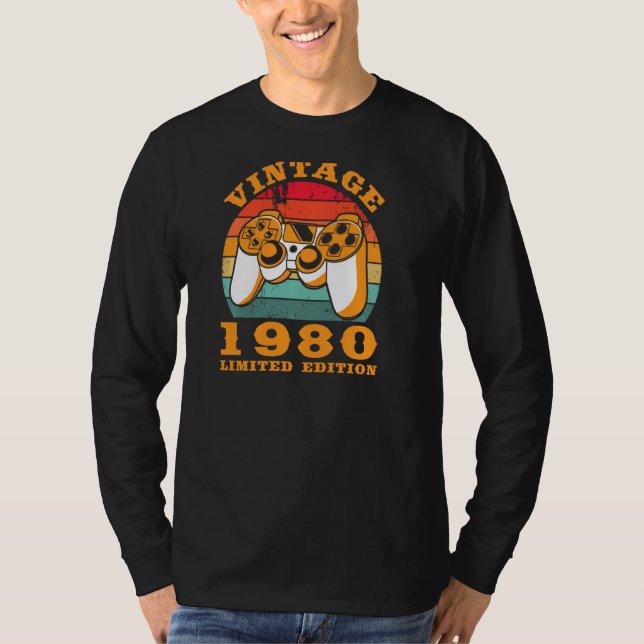 Video Console Gaming Controller Gamer Geboren 1980 T-Shirt (Vorderseite)