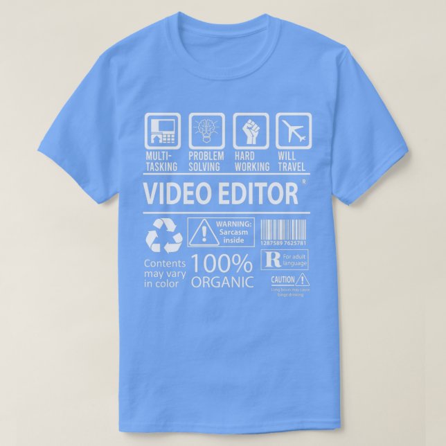 Video Editor Multitasking Job Gift Item T-Shirt (Design vorne)
