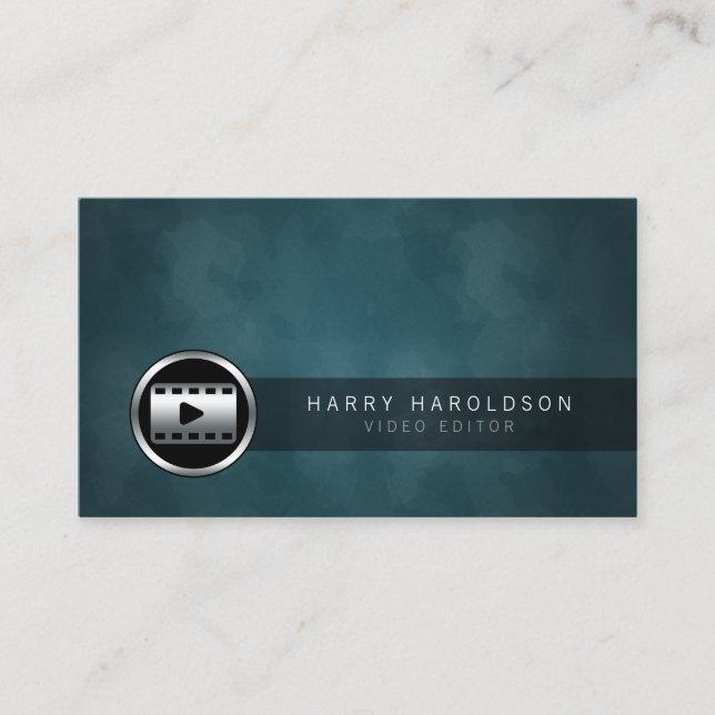 Video Editor Video Clip Icon Grunge Visitenkarte (Vorderseite)
