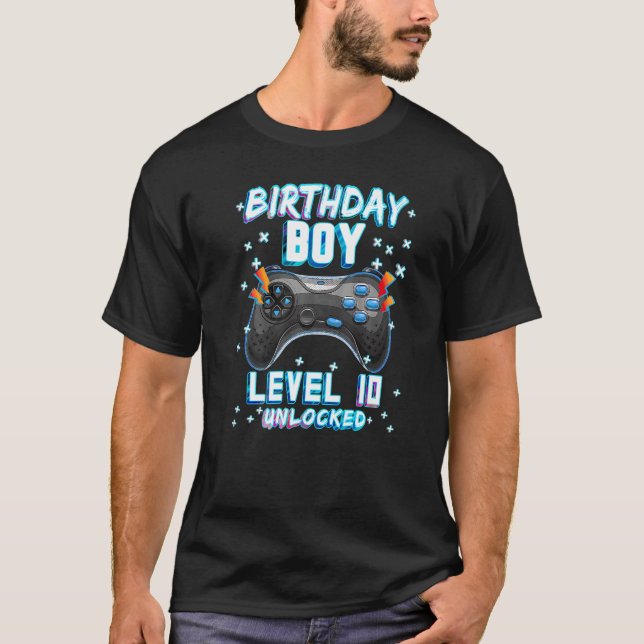 Video Game 10th Birthday Gamer Boys  Level 10 Unlo T-Shirt (Vorderseite)