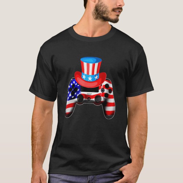 Video Game 4. Juli Controller American Flag Ki T-Shirt (Vorderseite)