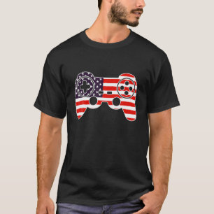 Video Game 4th July Gaming American Flag Boys K T-Shirt