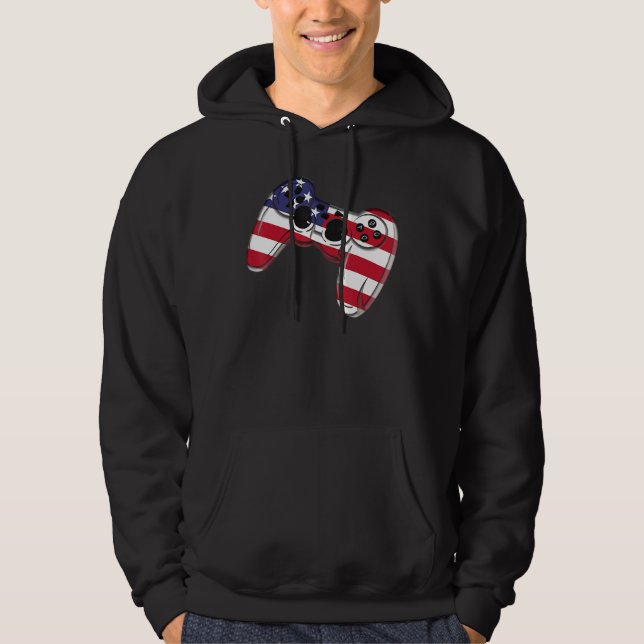 Video Game 4th Of July Controller American Flag Hoodie (Vorderseite)