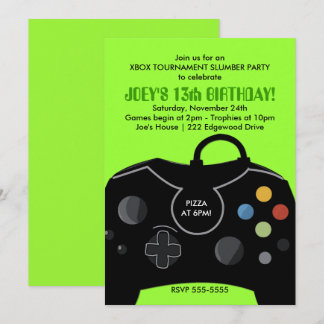 Video Game Birthday Boys Einladung Neon Green