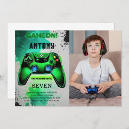 Video Game Birthday Foto Einladung