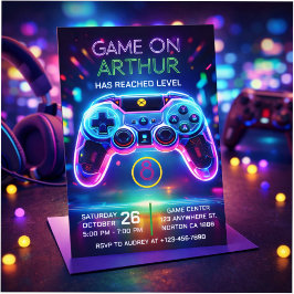 Video game birthday invitation einladung