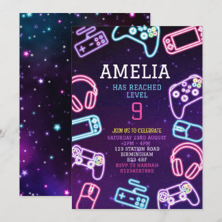 Video Game Birthday Party Einladung