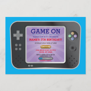 Video Game Birthday Party Gamer On Console Einladu Einladung