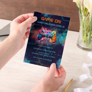 Video Game Birthday Party Neonspiel auf Level Up