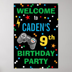 Video Game Birthday Party Willkommenspender Poster