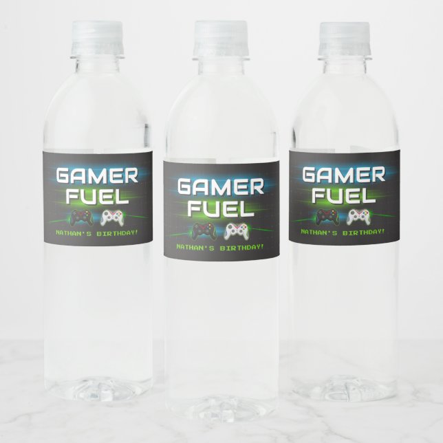 Video Game Boy Birthday Gamer Wasserflaschenetikett (Flaschen)