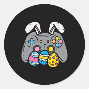 Video Game Bunny Eggs Gaming Gamer Boys Men Tee K Runder Aufkleber