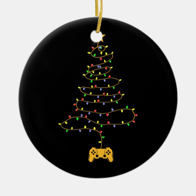 Video Game Christmas Tree Lights Gaming Pajama Keramik Ornament (Vorne)