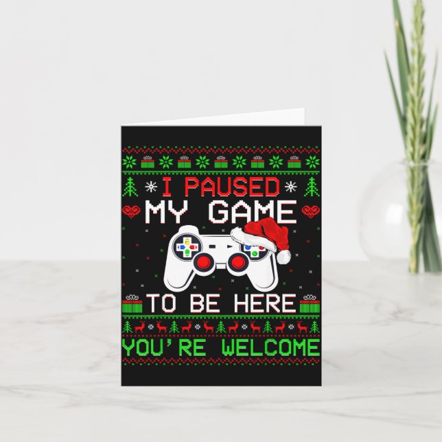 Video Game Christmas Ugly Sweater Funny Gamer Gami Karte (Vorderseite)