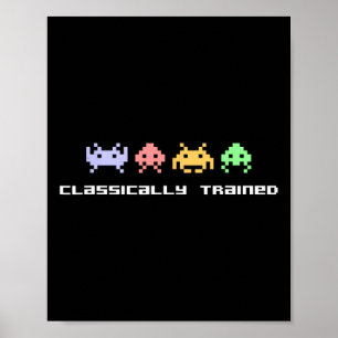 Video Game Clicated Alien Invaders Vintag Poster