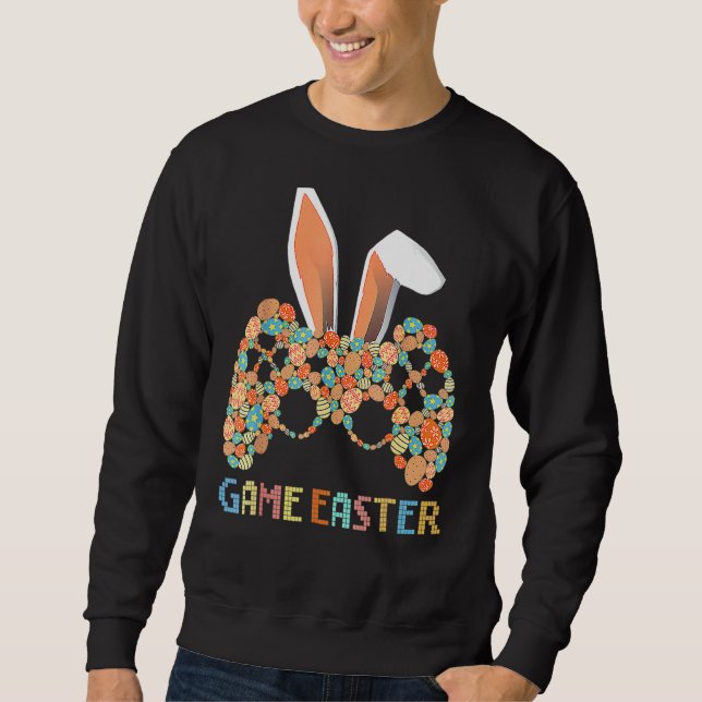 Video Game Controller Bunny Gamer Boys Mens Happy Sweatshirt (Vorderseite)