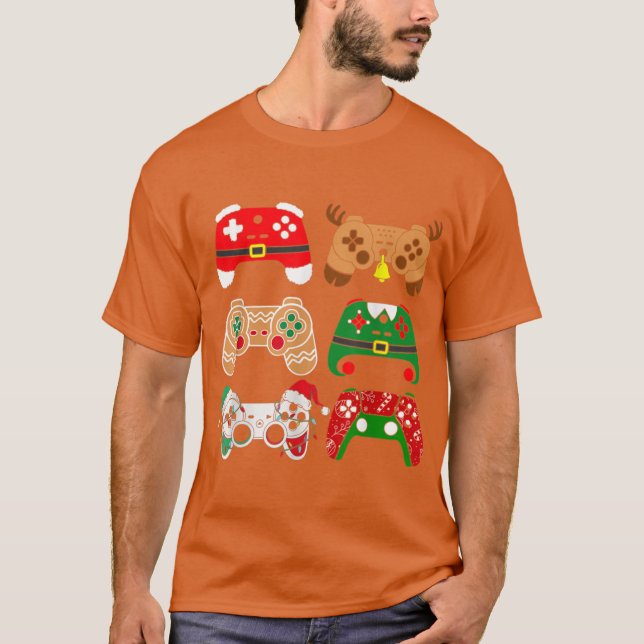 Video Game Controller Christmas Santa Hat Boys Kid T-Shirt (Vorderseite)