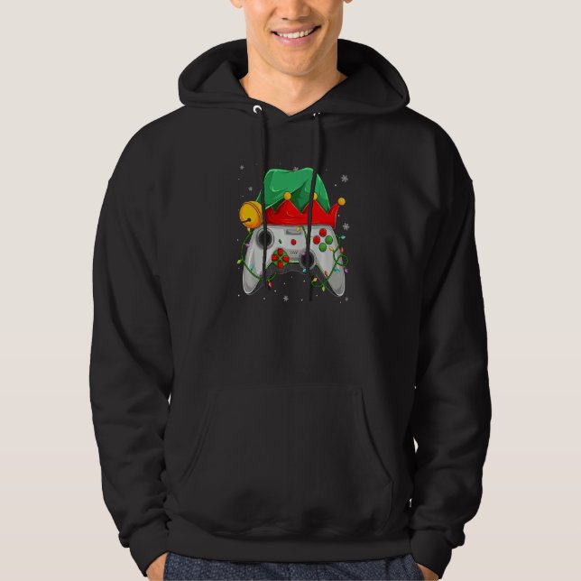 Video Game Controller Christmas Santa Hat Gamer Bo Hoodie (Vorderseite)