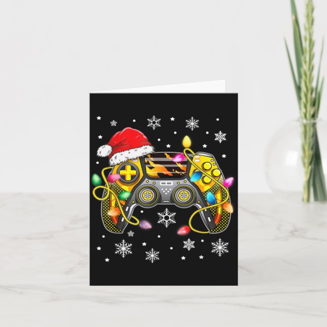 Video Game Controller Christmas Santa Hat Gamer Bo Karte (Vorderseite)