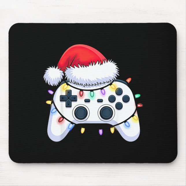 Video Game Controller Christmas Santa Hat Gamer Bo Mousepad (Vorne)