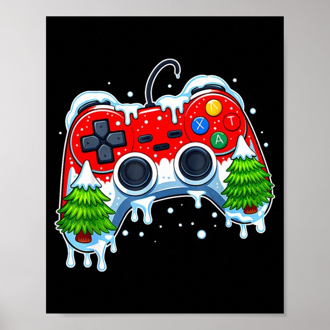Video Game Controller Christmas Santa Hat Gamer Bo Poster (Vorne)
