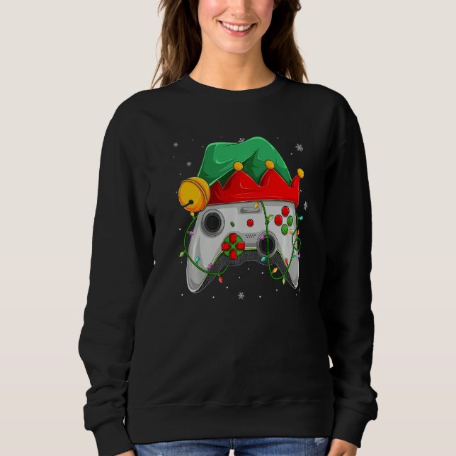 Video Game Controller Christmas Santa Hat Gamer Bo Sweatshirt (Vorderseite)