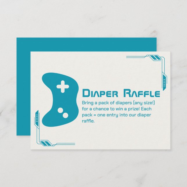Video Game Controller Diaper Raffle Baby Dusche Begleitkarte (Vorne/Hinten)