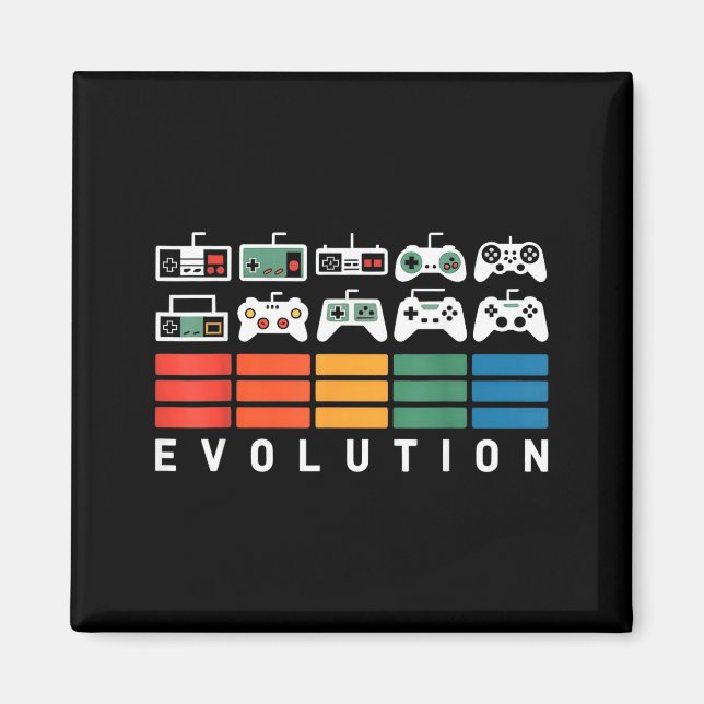 Video Game Controller Evolution 80s 90s Retro Gami Magnet (Vorne)