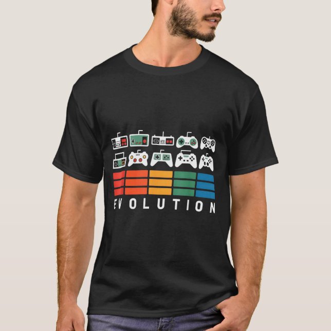 Video Game Controller Evolution 80s 90s Retro Gami T-Shirt (Vorderseite)