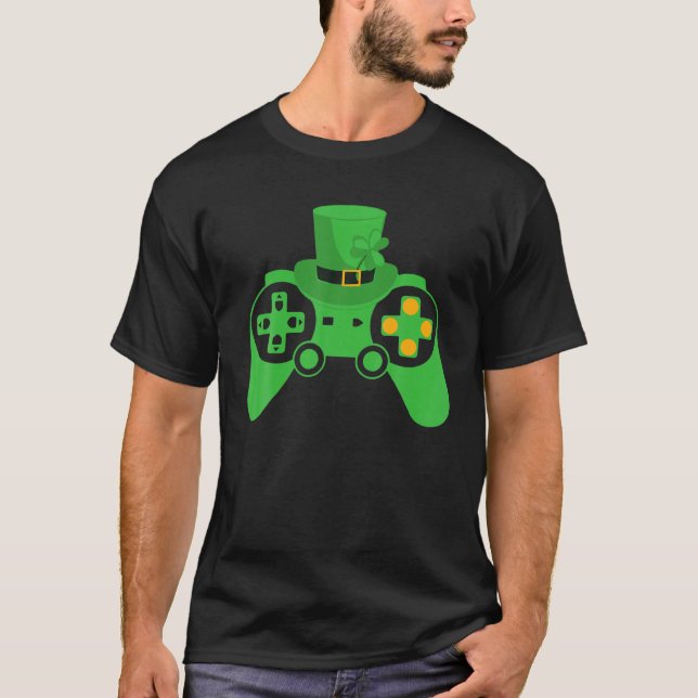 Video Game Controller Funny St. Patrick's Day Iris T-Shirt (Vorderseite)