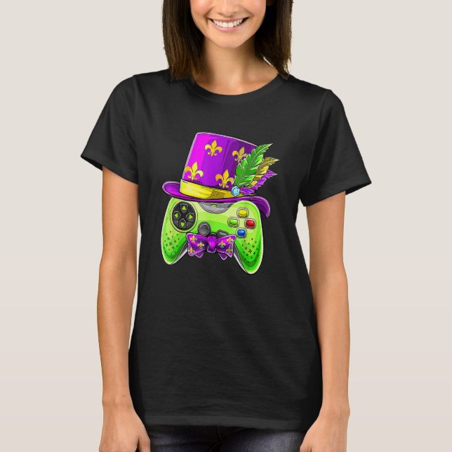 Video Game Controller Gamer E Sports Mardi Gras Bo T-Shirt (Vorderseite)